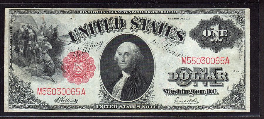 Fr.38, 1917 $1 Legal Tender, Red Seal, Choice XF [45], M5030065A
